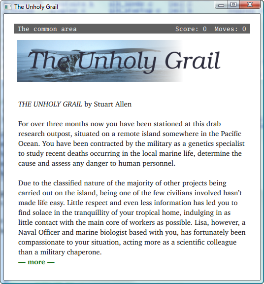 The Unholy Grail running in the JACL interpreter